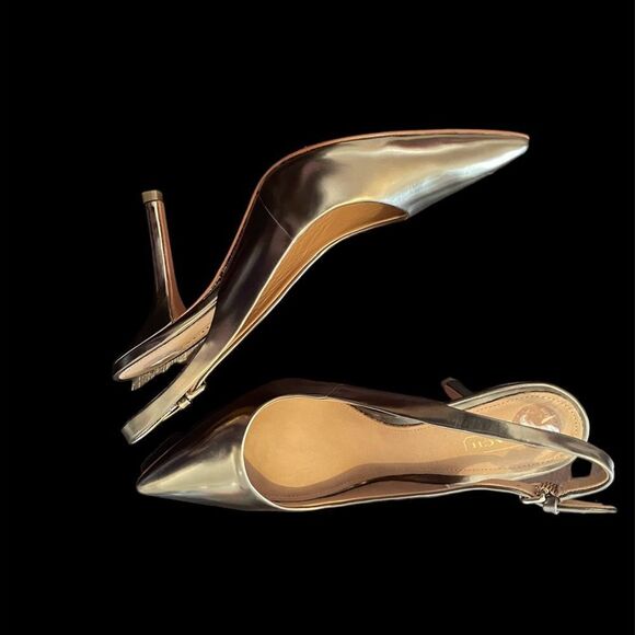 Coach “Lilly” Metallic Bronze Pointed Toe Stiletto Heel Slingback Pumps - Picture 13 of 16